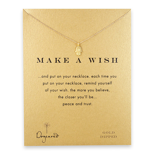 make a wish gold dipped hamsa reminder necklace