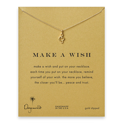 make a wish treble clef gold dipped reminder necklace