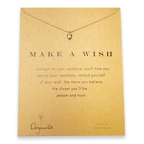 make a wish baby heart gold dipped reminder necklace - 18 inch