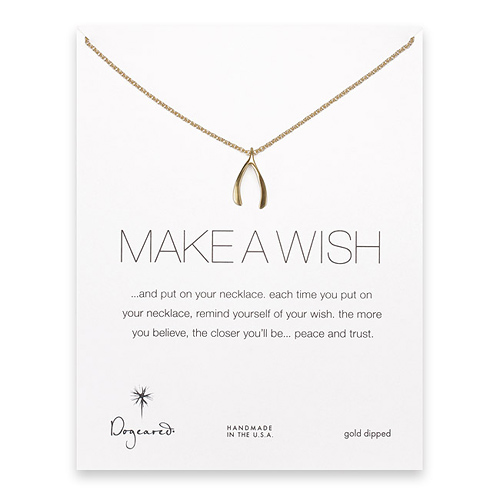 make a wish large wishbone necklace, gold dipped