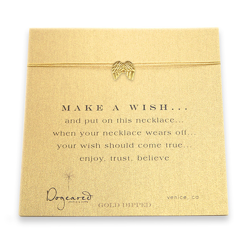 make a wish necklace with gold dipped angel wings on gold... the original