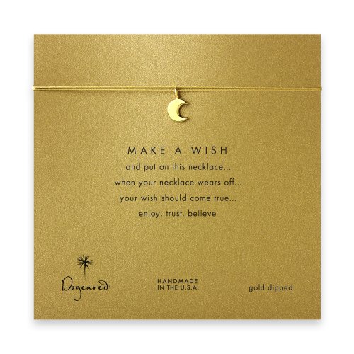 make a wish moon necklace on gold, gold dipped