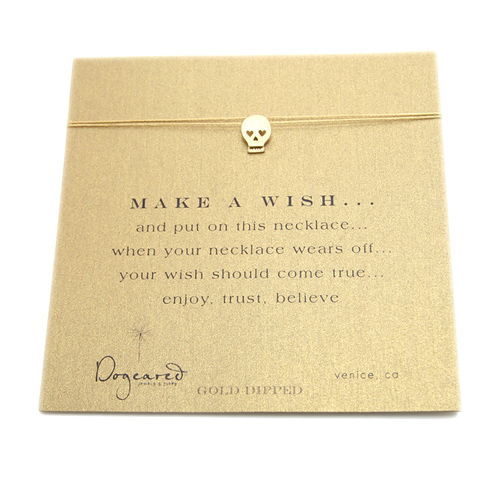 make a wish necklace with gold dipped skull on gold
