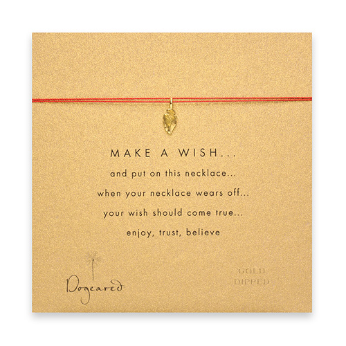 make a wish necklace with gold dipped arrowhead on red