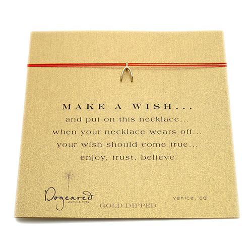 make a wish necklace with gold dipped wishbone on red... the original