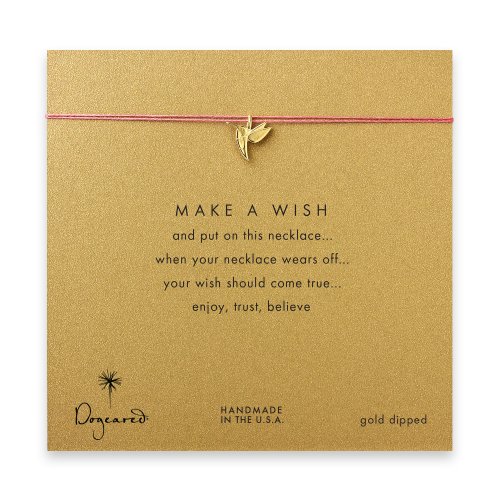 make a wish hummingbird necklace on coral, gold dipped