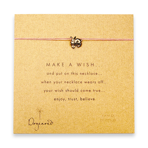 make a wish necklace with gold dipped rabbit on pink... the original