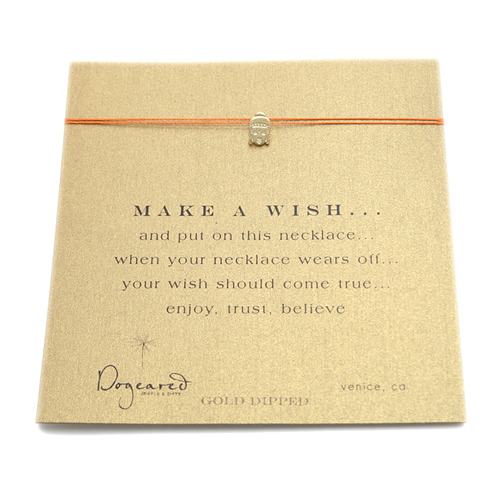make a wish necklace with gold dipped buddha on burnt orange