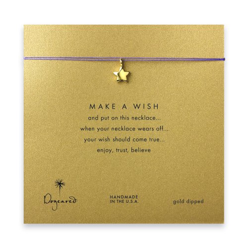 make a wish full star necklace on purple, gold dipped
