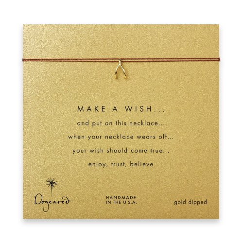 make a wish wishbone necklace on tobacco, gold dipped