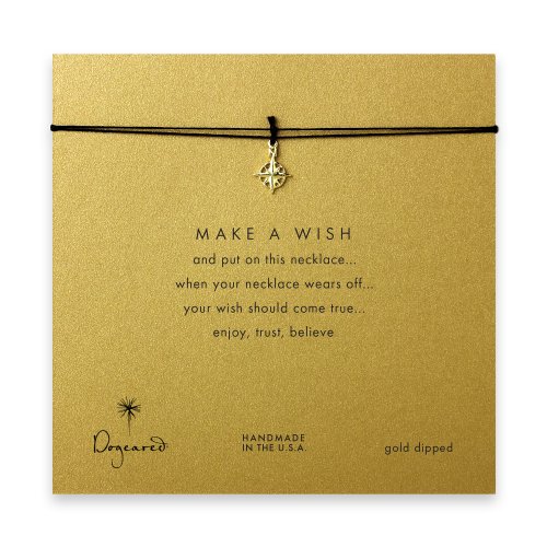 make a wish compass necklace on black, gold dipped