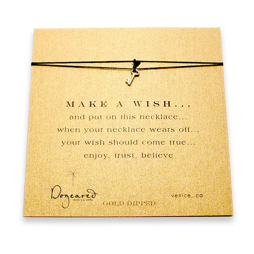 make a wish necklace with gold dipped key on black