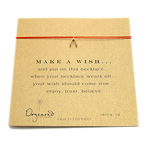 make a wish necklace with gold dipped wishbone on red... the original - 18 inch