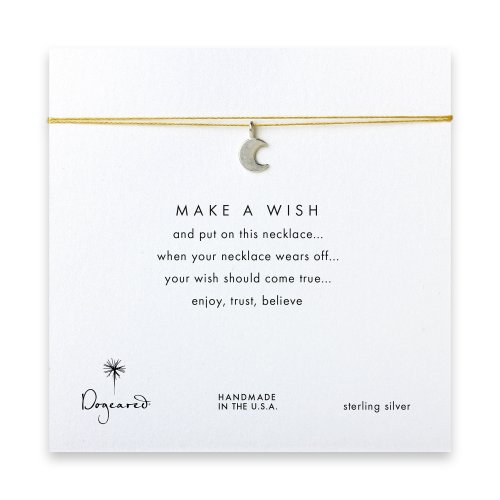 make a wish moon necklace on gold, sterling silver