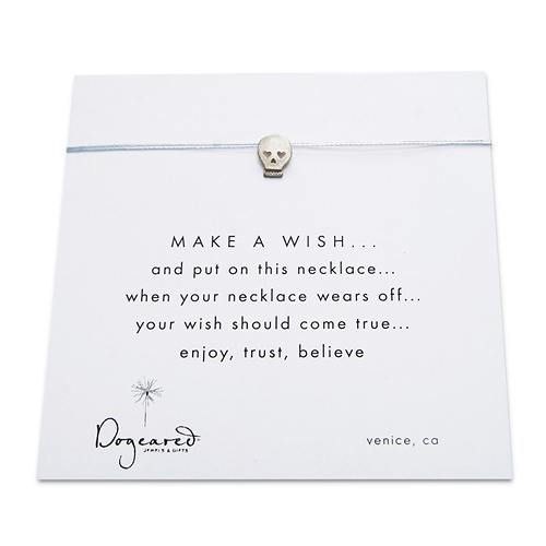 make a wish necklace with sterling silver skull on silver