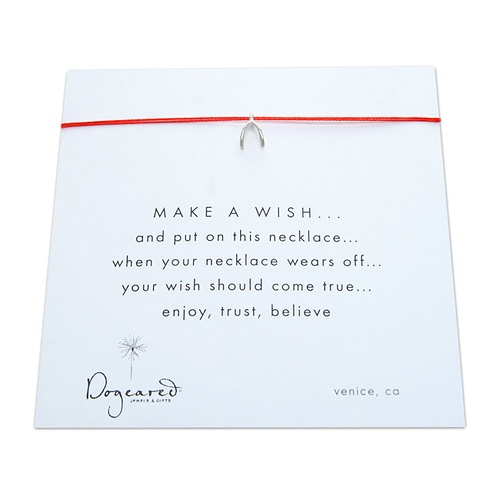 make a wish necklace with sterling silver wishbone on red... the original