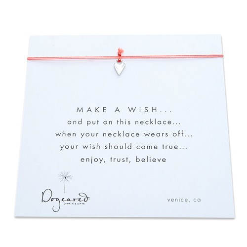 make a wish necklace with sterling silver petite heart on coral