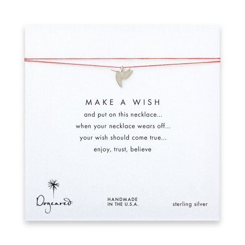 make a wish hummingbird necklace on coral, sterling silver