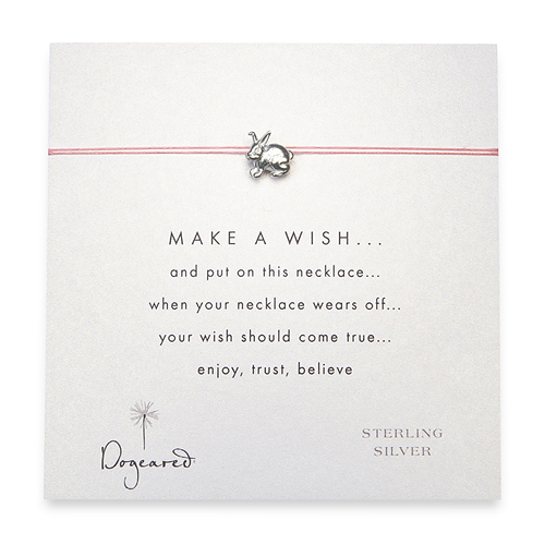 make a wish necklace with sterling silver rabbit on pink... the original