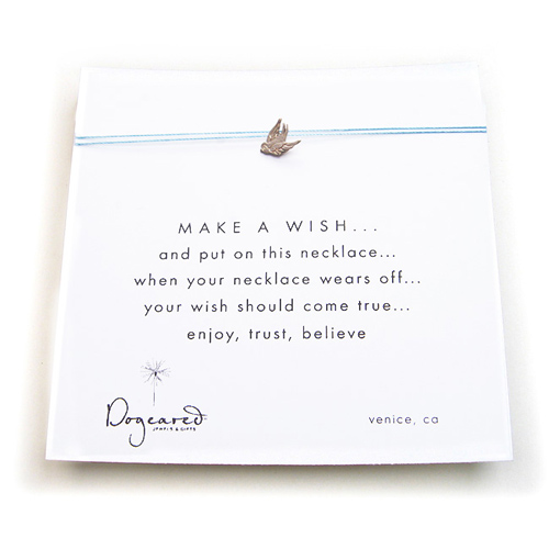 make a wish necklace with sterling silver robin charm on mint