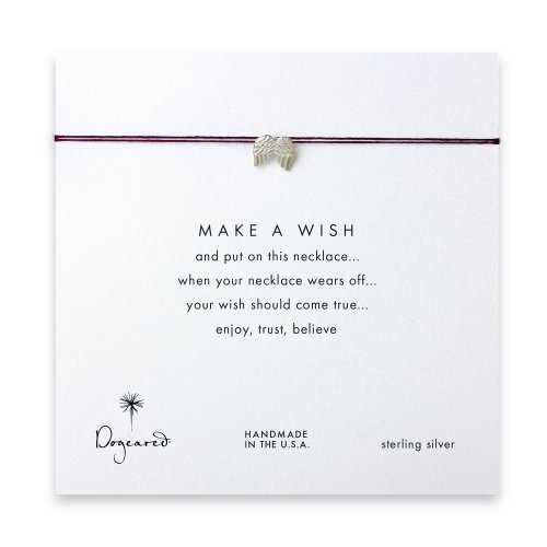 make a wish angel wings necklace on amethyst, sterling silver