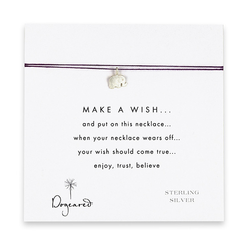 make a wish necklace with sterling silver elephant on amethyst