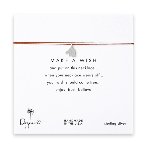 make a wish necklace with sterling silver horse on tobacco