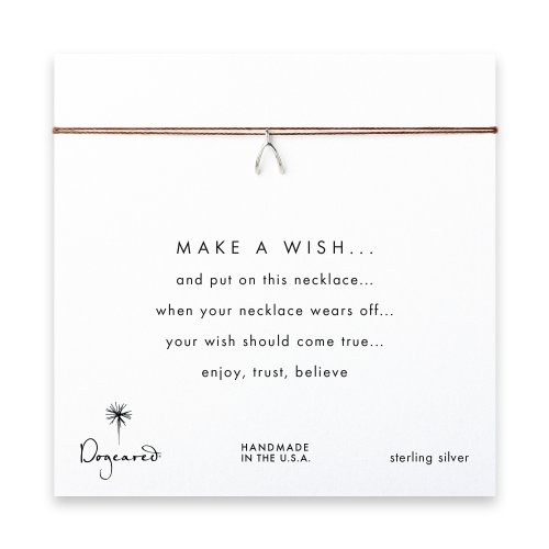 make a wish wishbone necklace on tobacco, sterling silver
