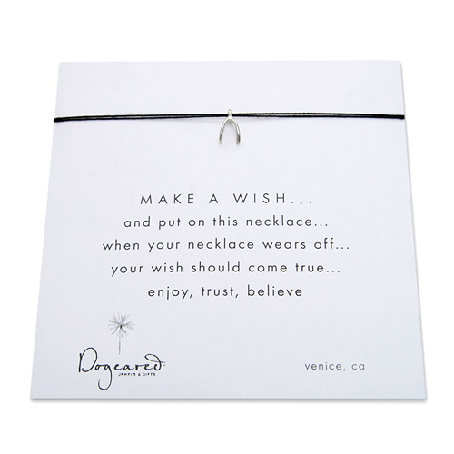 make a wish necklace with sterling silver wishbone on black... the original