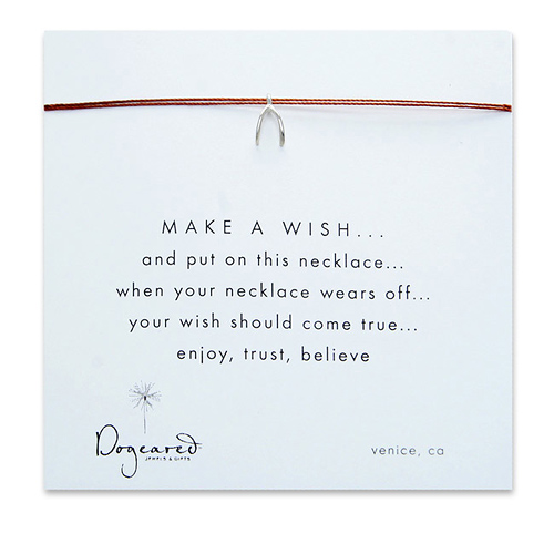 make a wish necklace with sterling silver wishbone on tobacco... the original - 18 inch