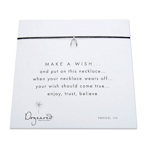 make a wish necklace with sterling silver wishbone on black... the original - 18 inch