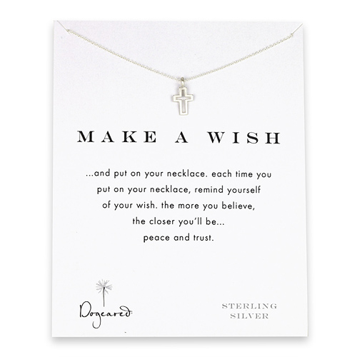 make a wish sterling silver modern cross reminder necklace