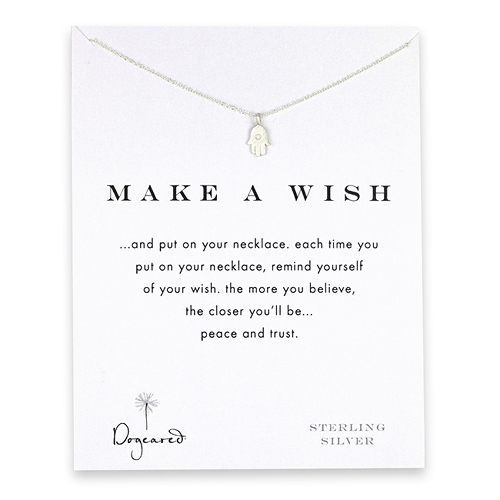make a wish sterling silver hamsa reminder necklace