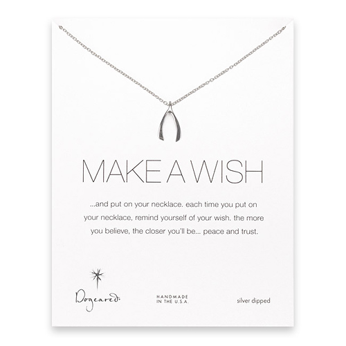 make a wish large wishbone necklace, sterling silver