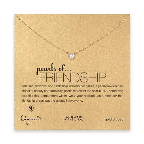 pearls of friendship white pearl necklace, gold dipped