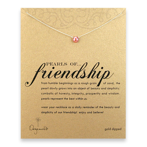 pearls of friendship gold dipped necklace with rose pearl
