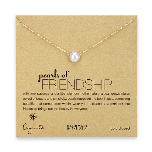 large pearls of friendship gold dipped necklace with white pearl - 18 inch