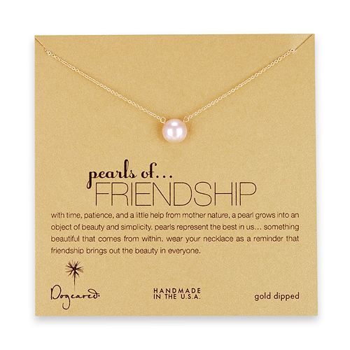 large pearls of friendship pink pearl necklace, gold dipped - 18 inch