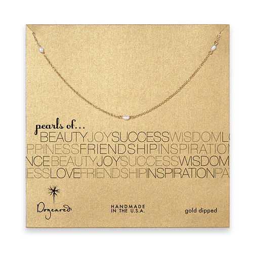 small white three pearls necklace, gold dipped