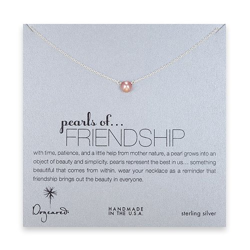 pearls of friendship sterling silver necklace with rose pearl