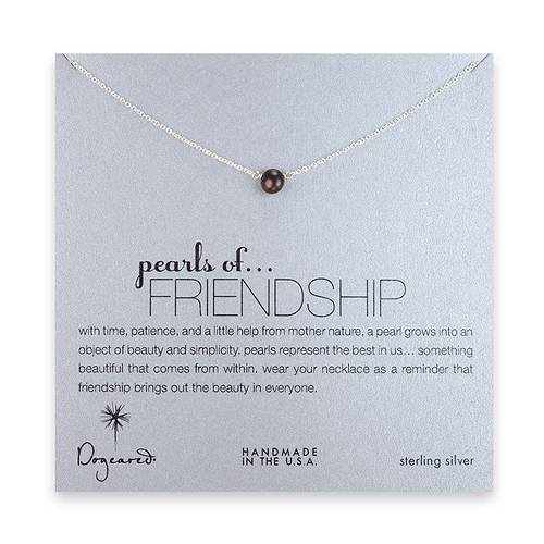 pearls of friendship sterling silver necklace with black pearl