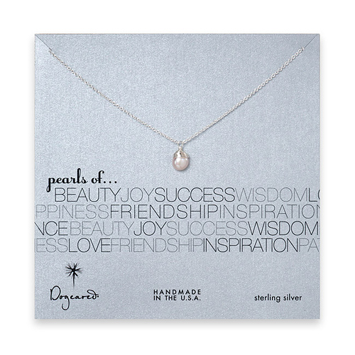 wrapped pink pearl sterling silver reminder necklace