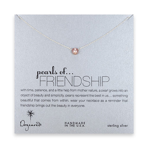 pearls of friendship sterling silver necklace with rose pearl - 18 inch