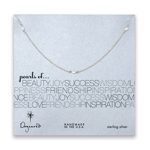 small white three pearls necklace, sterling silver