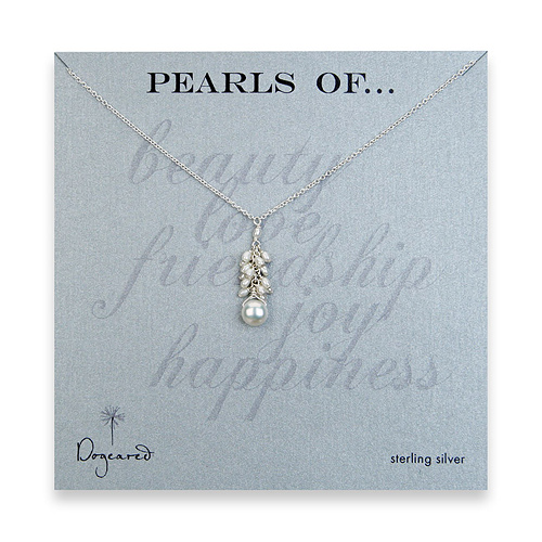 lariat white pearl cluster drop sterling silver necklace