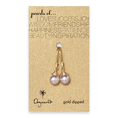 gold dipped pink pearl drop earrings