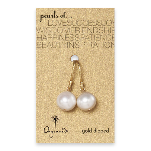 large white pearl earrings, gold dipped
