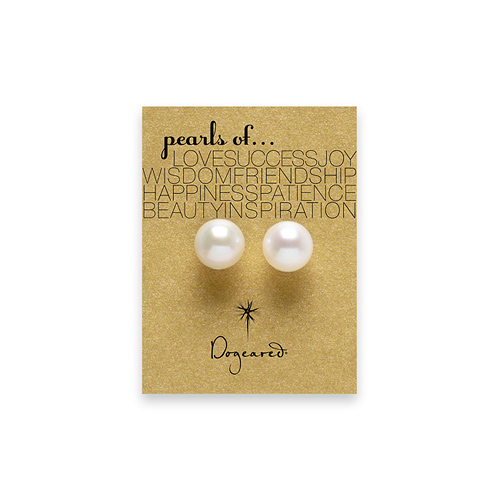 white pearl stud earrings, gold dipped
