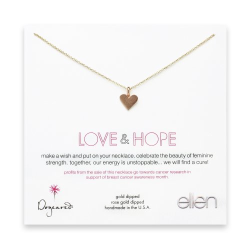 love & hope heart necklace, rose gold dipped