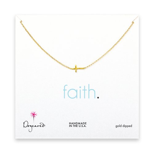 small sideways cross necklace, gold dipped